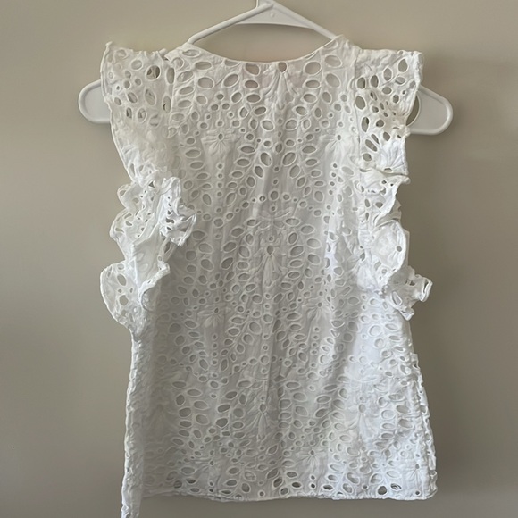 Lilly Pulitzer White Eyelet Flutter Sleeve Blouse XXS - Picture 3 of 5